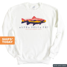 Load image into Gallery viewer, Alpha Delta Phi Fishing Sweatshirt - Fraternity Crewneck Sweatshirt - Kite and Crest
