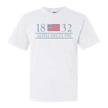 Load image into Gallery viewer, Alpha Delta Phi Flag Year Comfort Colors T-Shirt - Fraternity Tee - Kite and Crest
