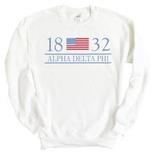 Load image into Gallery viewer, Alpha Delta Phi Flag Year Sweatshirt - Fraternity Crewneck Sweatshirt - Kite and Crest
