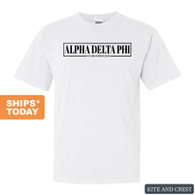Load image into Gallery viewer, Alpha Delta Phi Fraternal Block Comfort Colors T-Shirt - Fraternity Tee - Kite and Crest
