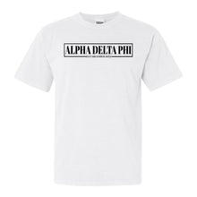 Load image into Gallery viewer, Alpha Delta Phi Fraternal Block Comfort Colors T-Shirt - Fraternity Tee - Kite and Crest
