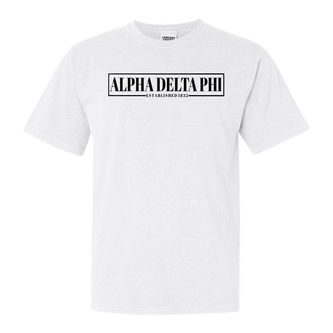 Alpha Delta Phi Fraternal Block Comfort Colors T-Shirt - Fraternity Tee - Kite and Crest
