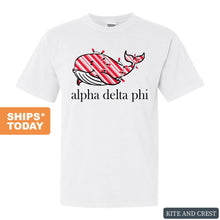 Load image into Gallery viewer, Alpha Delta Phi Red Whale Comfort Colors T-Shirt - Fraternity Tee - Kite and Crest
