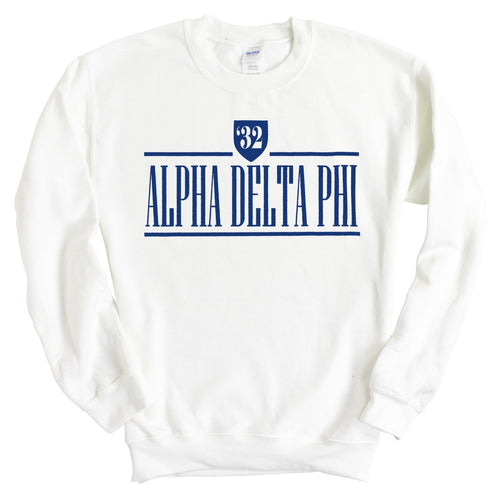 Alpha Delta Phi Shield Sweatshirt - Fraternity Crewneck Sweatshirt - Kite and Crest