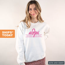 Load image into Gallery viewer, Alpha Delta Pi Sweatshirt | ADPI Pink Established Crewneck Sweatshirt | Alpha Delta Pi Sorority Gift Idea - Kite and Crest
