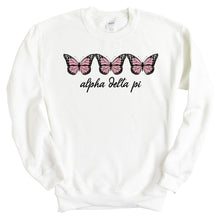 Load image into Gallery viewer, Alpha Delta Pi Sweatshirt - ADPI Three Butterflies Crewneck Sweatshirt - Kite and Crest
