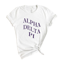 Load image into Gallery viewer, Alpha Delta Pi T-Shirt | ADPI Large and Wavy Letters Shirt | Alpha Delta Pi Sorority Gift Idea - Kite and Crest
