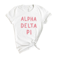 Load image into Gallery viewer, Alpha Delta Pi T-Shirt | ADPI Pink Bubble Letters Shirt | Alpha Delta Pi Sorority Gift Idea - Kite and Crest
