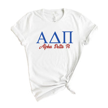 Load image into Gallery viewer, Alpha Delta Pi T-Shirt | ADPI Red and Blue Shirt | Alpha Delta Pi Sorority Gift Idea - Kite and Crest
