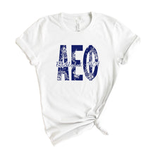 Load image into Gallery viewer, Alpha Epsilon Phi Blue Floral Sorority T-Shirt - Kite and Crest
