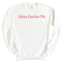 Load image into Gallery viewer, Alpha Epsilon Phi Sweatshirt | AEPHI Basic Written Crewneck Sweatshirt | Alpha Epsilon Phi Sorority Gift Idea - Kite and Crest
