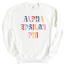 Load image into Gallery viewer, Alpha Epsilon Phi Sweatshirt | AEPHI Retro Crewneck Sweatshirt | Alpha Epsilon Phi Sorority Gift Idea - Kite and Crest
