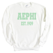 Load image into Gallery viewer, Alpha Epsilon Phi Sweatshirt - AEPHI Sporty Established Crewneck Sweatshirt - Kite and Crest
