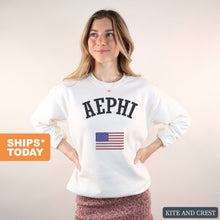 Load image into Gallery viewer, Alpha Epsilon Phi Sweatshirt - AEPHI USA Crewneck Sweatshirt - Kite and Crest
