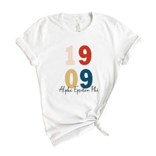 Load image into Gallery viewer, Alpha Epsilon Phi T-Shirt | AEPHI Colorful Year Shirt | Alpha Epsilon Phi Sorority Gift Idea - Kite and Crest
