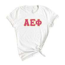 Load image into Gallery viewer, Alpha Epsilon Phi T-shirt - AEPHI Cute Letters Tee - Kite and Crest
