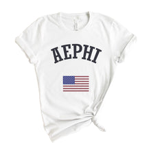 Load image into Gallery viewer, Alpha Epsilon Phi T-shirt - AEPHI USA Tee - Kite and Crest
