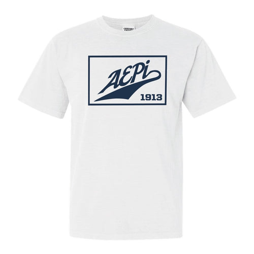 Alpha Epsilon Pi Comfort Colors T-Shirt - AEPI Baseball Boxed Shirt - Kite and Crest