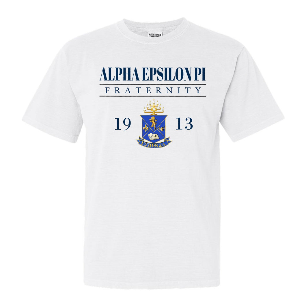 Alpha Epsilon Pi Comfort Colors T-Shirt - AEPI Large Crest Shirt - Kite and Crest