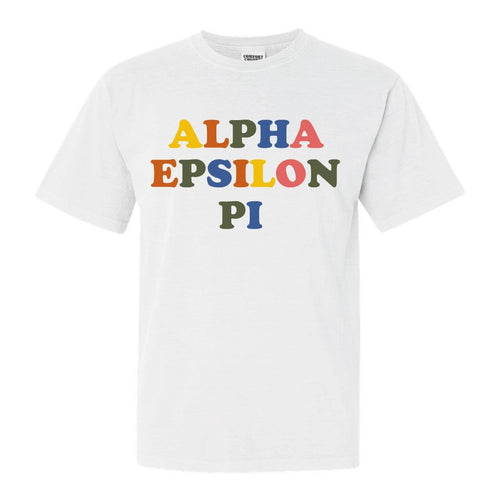 Alpha Epsilon Pi Comfort Colors T-Shirt - AEPI Retro Letters Shirt - Kite and Crest