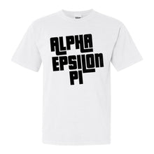 Load image into Gallery viewer, Alpha Epsilon Pi Comfort Colors T-Shirt - AEPI Stacked Letters Shirt - Kite and Crest
