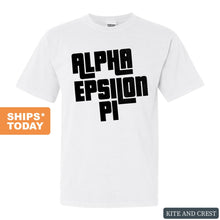Load image into Gallery viewer, Alpha Epsilon Pi Comfort Colors T-Shirt - AEPI Stacked Letters Shirt - Kite and Crest
