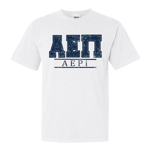 Alpha Epsilon Pi Comfort Colors T-Shirt - AEPI Washed Letters Shirt - Kite and Crest