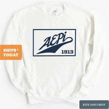 Load image into Gallery viewer, Alpha Epsilon Pi Sweatshirt - AEPI Baseball Boxed Crewneck Sweatshirt - Kite and Crest
