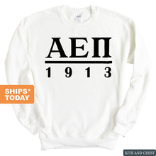 Load image into Gallery viewer, Alpha Epsilon Pi Sweatshirt - AEPI Black Letters Crewneck Sweatshirt - Kite and Crest
