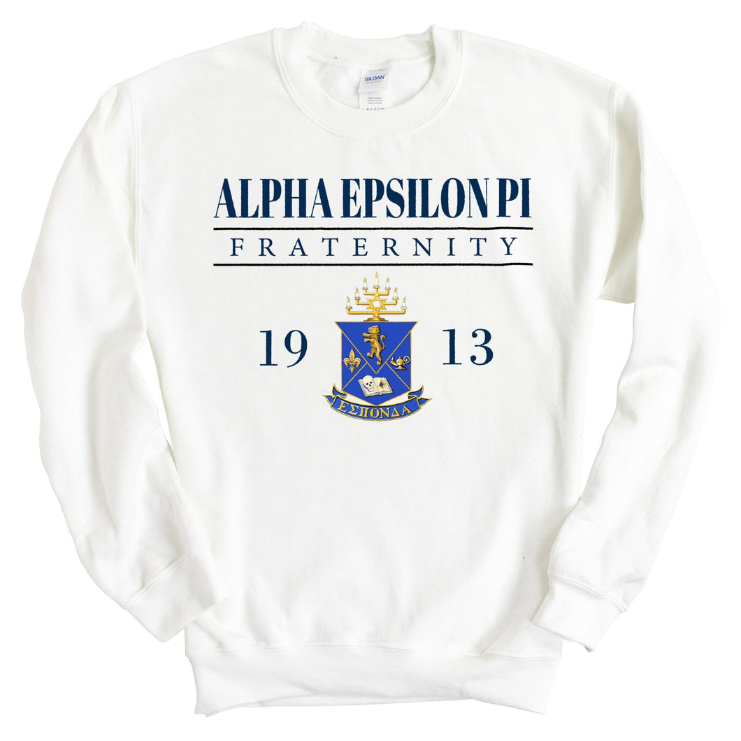 Alpha Epsilon Pi Sweatshirt - AEPI Large Crest Crewneck Sweatshirt - Kite and Crest