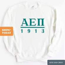 Load image into Gallery viewer, Alpha Epsilon Pi Sweatshirt - AEPI Lettered Basic Crewneck Sweatshirt - Kite and Crest
