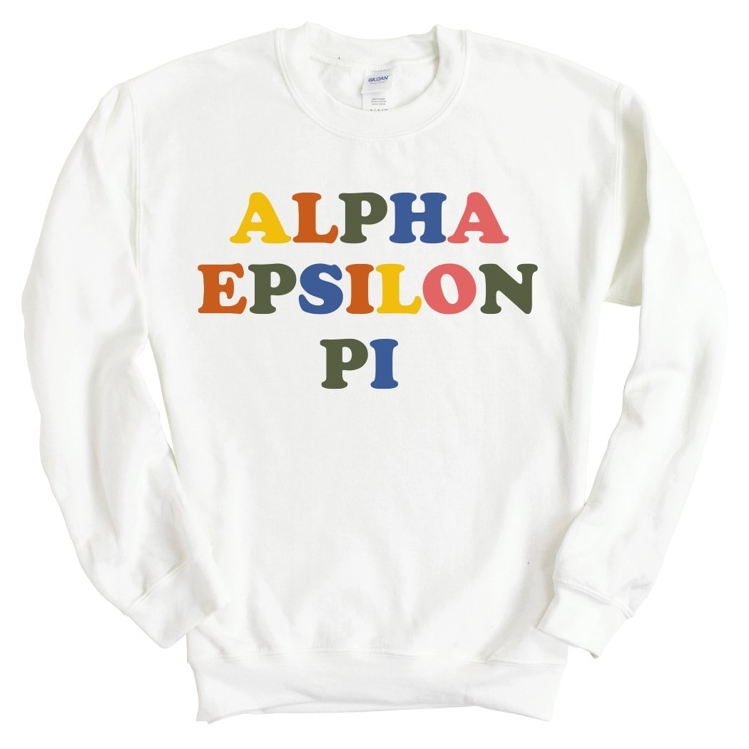 Alpha Epsilon Pi Sweatshirt - AEPI Retro Letters Crewneck Sweatshirt - Kite and Crest