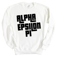 Load image into Gallery viewer, Alpha Epsilon Pi Sweatshirt - AEPI Stacked Letters Crewneck Sweatshirt - Kite and Crest
