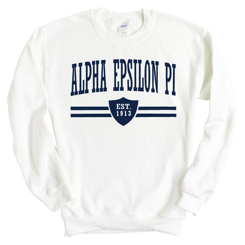 Alpha Epsilon Pi Sweatshirt - AEPI Striped Shield Crewneck Sweatshirt - Kite and Crest