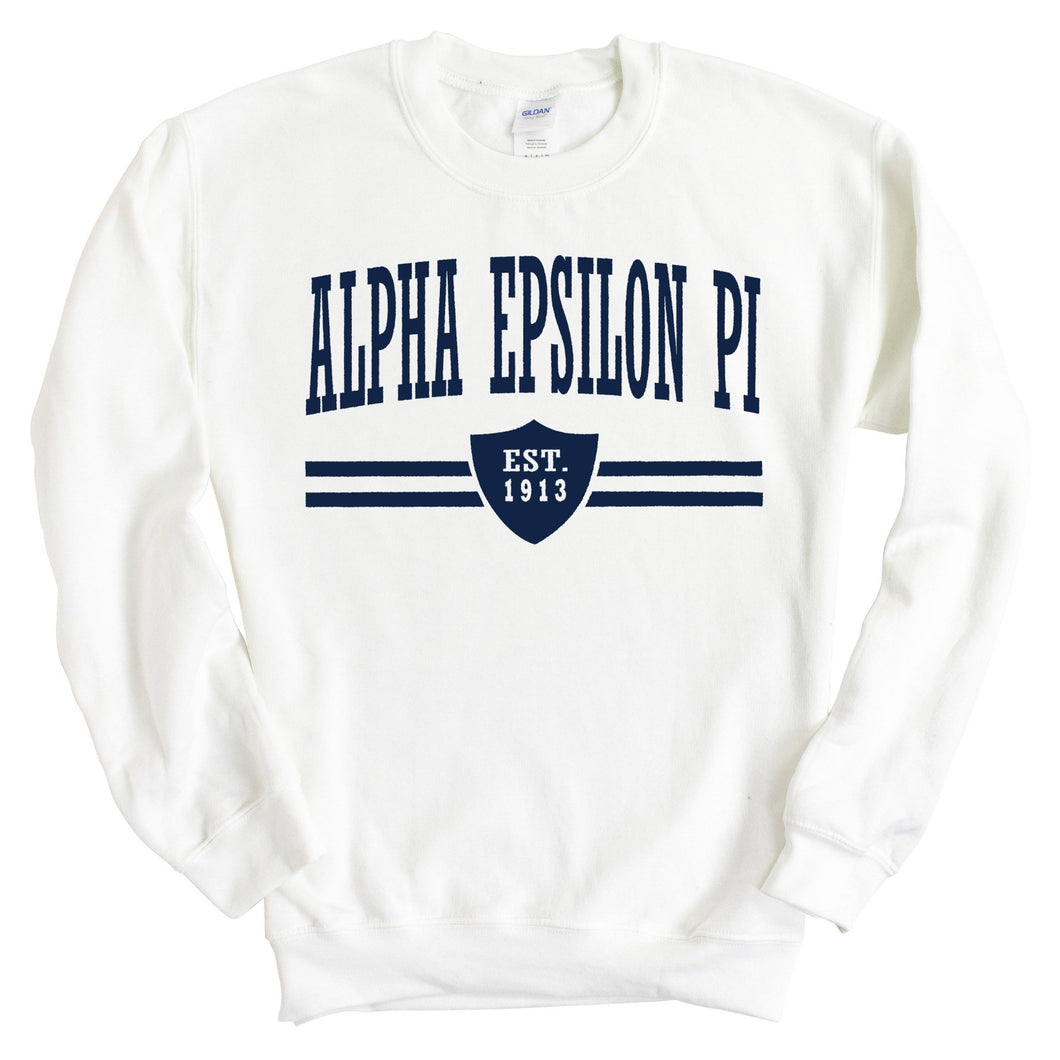 Alpha Epsilon Pi Sweatshirt - AEPI Striped Shield Crewneck Sweatshirt - Kite and Crest