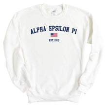 Load image into Gallery viewer, Alpha Epsilon Pi Sweatshirt - AEPI USA Flag Crewneck Sweatshirt - Kite and Crest
