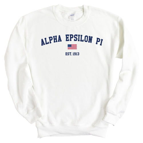 Alpha Epsilon Pi Sweatshirt - AEPI USA Flag Crewneck Sweatshirt - Kite and Crest