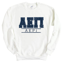 Load image into Gallery viewer, Alpha Epsilon Pi Sweatshirt - AEPI Washed Letters Crewneck Sweatshirt - Kite and Crest
