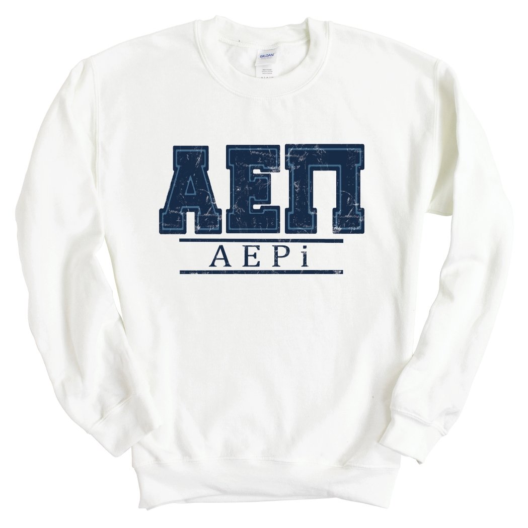 Alpha Epsilon Pi Sweatshirt - AEPI Washed Letters Crewneck Sweatshirt - Kite and Crest