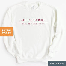 Load image into Gallery viewer, Alpha Eta Rho Boyfriend Sweatshirt - Fraternity Crewneck Sweatshirt - Kite and Crest
