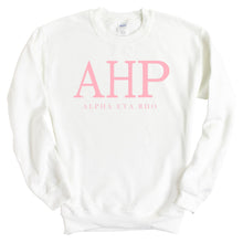 Load image into Gallery viewer, Alpha Eta Rho Classic Pink Letters Sweatshirt - Fraternity Crewneck Sweatshirt - Kite and Crest
