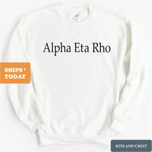 Load image into Gallery viewer, Alpha Eta Rho Clean and Simple Sweatshirt - Fraternity Crewneck Sweatshirt - Kite and Crest
