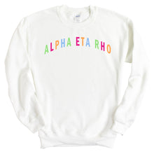 Load image into Gallery viewer, Alpha Eta Rho Greek Rainbow Sweatshirt - Fraternity Crewneck Sweatshirt - Kite and Crest
