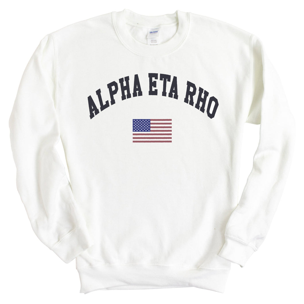 Alpha Eta Rho Traditional Flag Sweatshirt - Fraternity Crewneck Sweatshirt - Kite and Crest