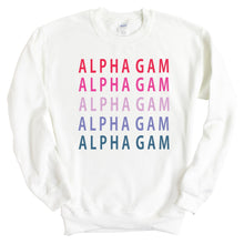 Load image into Gallery viewer, Alpha Gamma Delta Sweatshirt - AGD (Alpha Gam) Bright and Stacked Crewneck Sweatshirt - Kite and Crest
