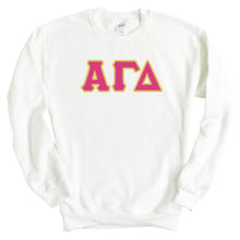 Load image into Gallery viewer, Alpha Gamma Delta Sweatshirt - AGD (Alpha Gam) Cute Letters Crewneck Sweatshirt - Kite and Crest
