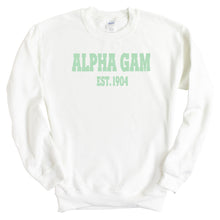 Load image into Gallery viewer, Alpha Gamma Delta Sweatshirt - AGD (Alpha Gam) Sporty Established Crewneck Sweatshirt - Kite and Crest
