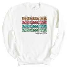 Load image into Gallery viewer, Alpha Gamma Delta Sweatshirt - AGD (Alpha Gam) Stencil Crewneck Sweatshirt - Kite and Crest
