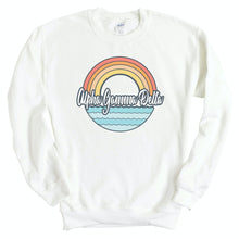 Load image into Gallery viewer, Alpha Gamma Delta Sweatshirt - AGD (Alpha Gam) Wavy Rainbow Crewneck Sweatshirt - Kite and Crest
