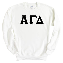 Load image into Gallery viewer, Alpha Gamma Delta Sweatshirt | AGD Basic Black Letters Crewneck Sweatshirt | Alpha Gamma Delta Sorority Gift Idea - Kite and Crest
